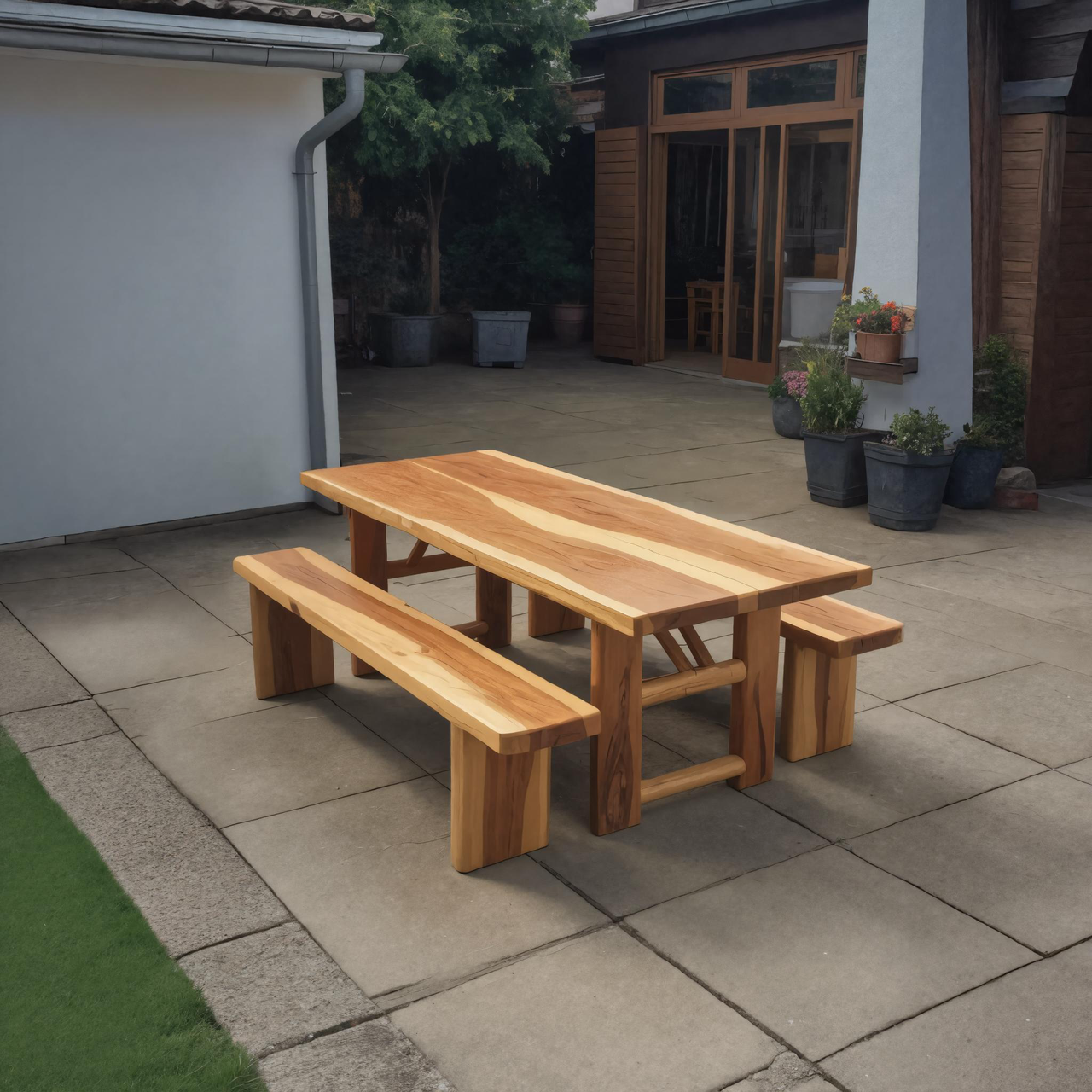 Rustic Outdoor Table With Benches For Garden Or Backyard Gatherings Lynnsnail