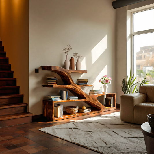 Modern Sculptural Curved Bookcase For Living Room Interior Lynnsnail