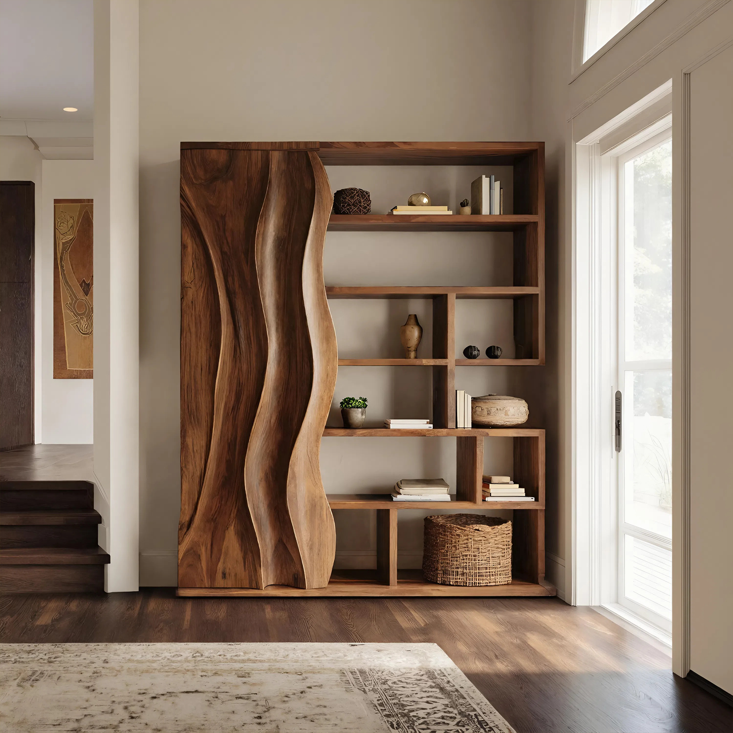 Modern Bookshelf With Wave Door For Home Decor Lynnsnail