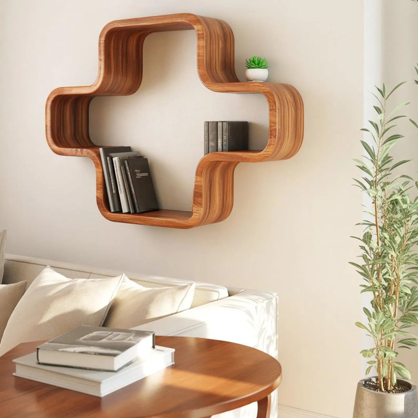 Modern Geometric Wall Mounted Bookshelf For Living Room And Office Lynnsnail