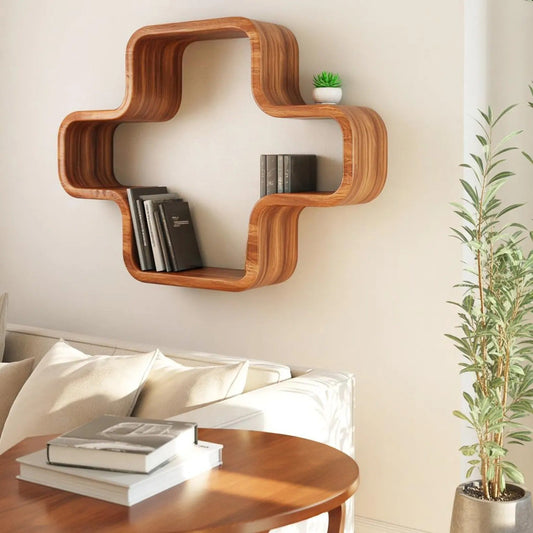 Modern Geometric Wall Mounted Bookshelf For Living Room And Office Lynnsnail