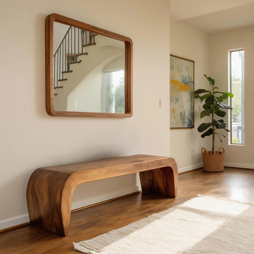 Contemporary Bench With Curved Design For Entryway Lynnsnail