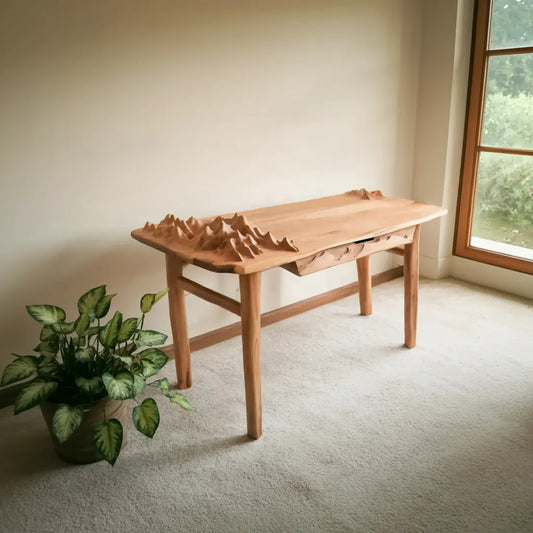 Mountain Carving Desk With 3D Detail For Studio Office And Reading Corner Lynnsnail