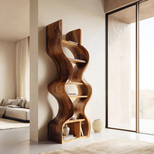 Organic Solid Wood Wall Bookcase For Modern Entryway Lynnsnail