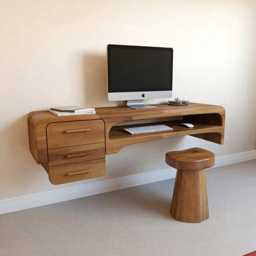 Minimalist Wall Mounted Desk With Drawers Floating Workstation For Bedroom And Office Lynnsnail