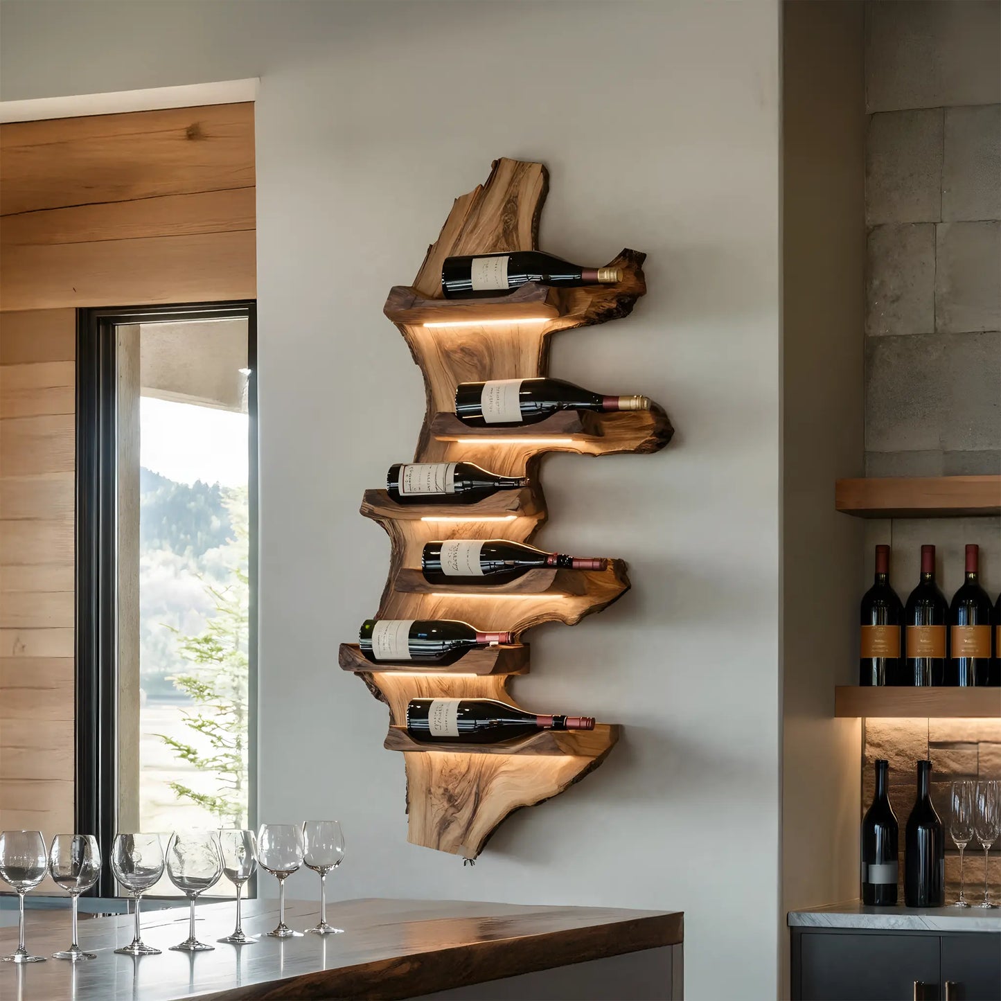 Farmhouse Live Edge Wine Holder For Entryway Furniture Decor Lynnsnail