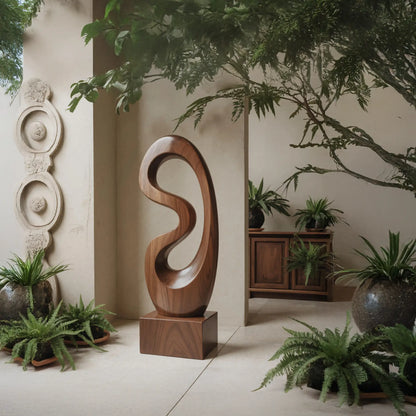Rustic Solid Wood Abstract Statue For Interior Design Lynnsnail