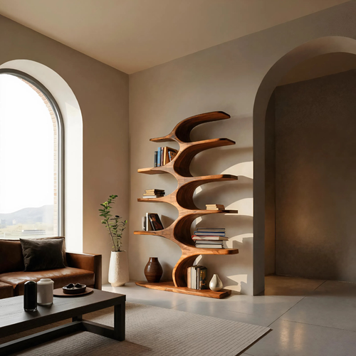 Artistic Curved Bookshelf Fluid Lines Statement For Designer Interiors Lynnsnail