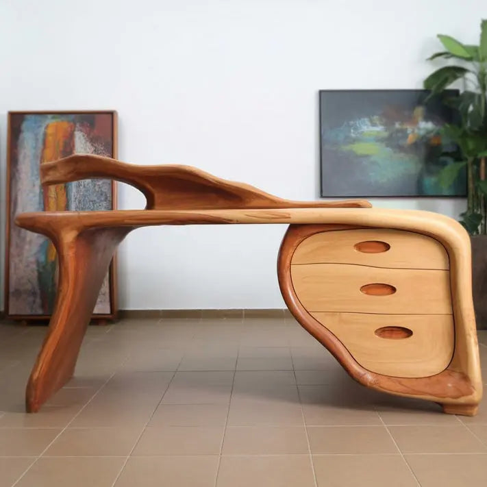 Modern Sculptural Desk With Drawers For Home Office And Studio Workspace Lynnsnail