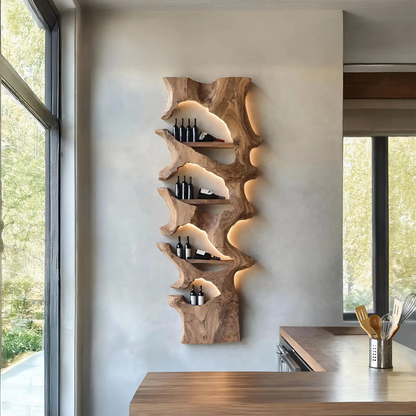 Mid Century Solid Wood Wine Rack For Bar Decor And Display Lynnsnail