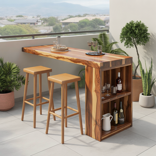 Tropical Live Edge Bar Table For Balcony Or Outdoor Patio