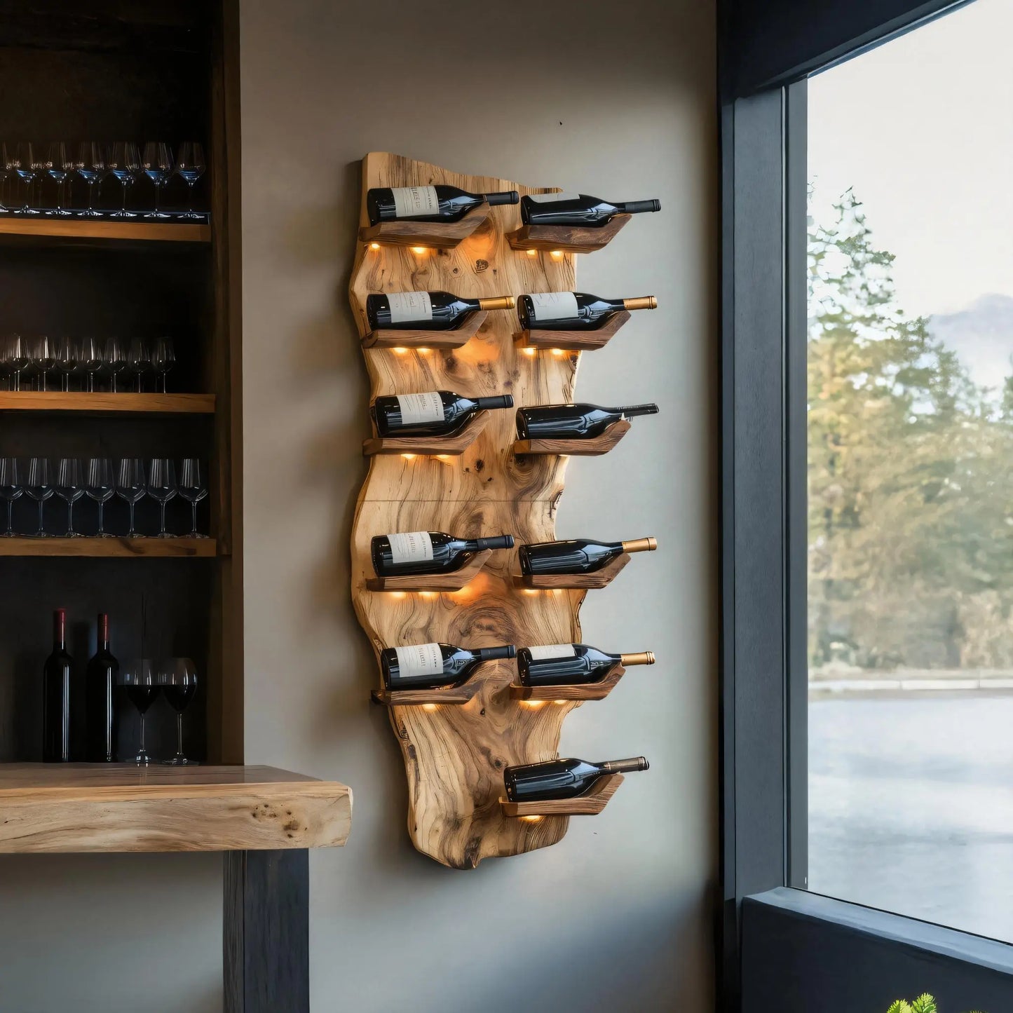 Farmhouse Live Edge Wine Holder For Living Room Furniture Lynnsnail