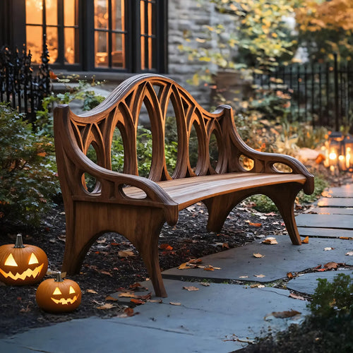 Farmhouse Solid Wood Halloween Bench For Outdoor Porch Design Lynnsnail