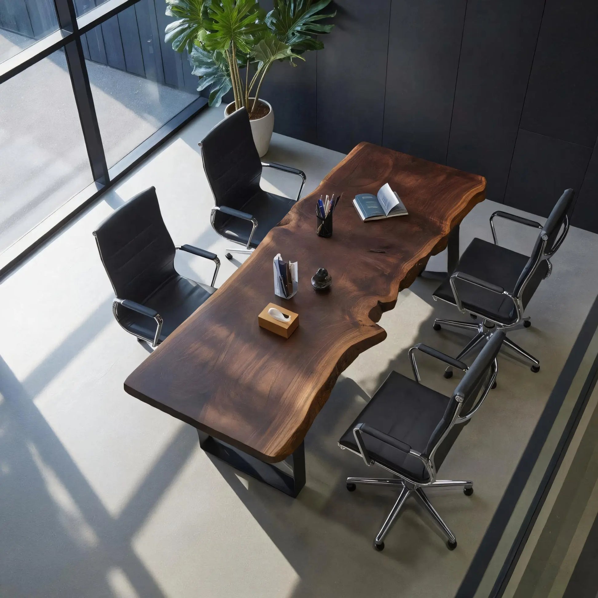 Rustic Live Edge Conference Table For Modern Office Lynnsnail