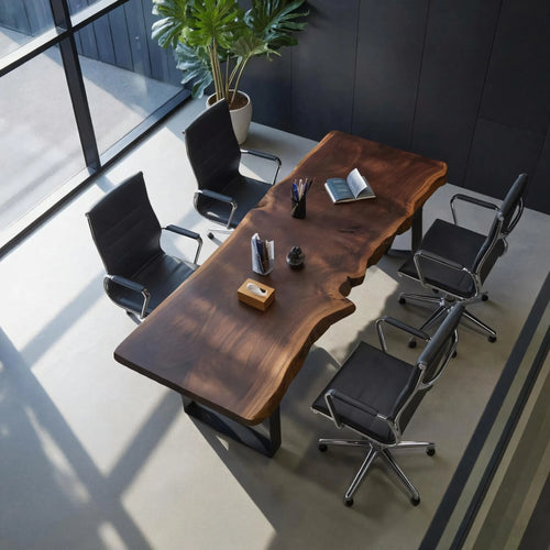 Rustic Live Edge Conference Table For Modern Office Lynnsnail