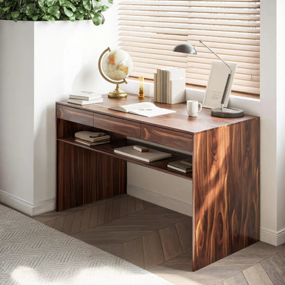 Mid Century Modern Solid Wood Writing Desk With Drawers For Home Office Lynnsnail