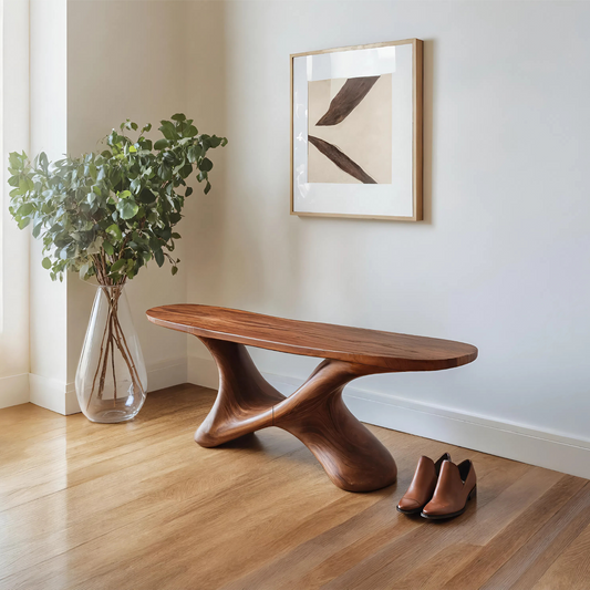Modern Sculptural Bench With Twisted Base For Entryway Lynnsnail