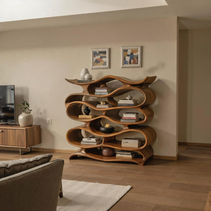 Sculptural Bookshelf Cabinet For Living Room And Office Lynnsnail