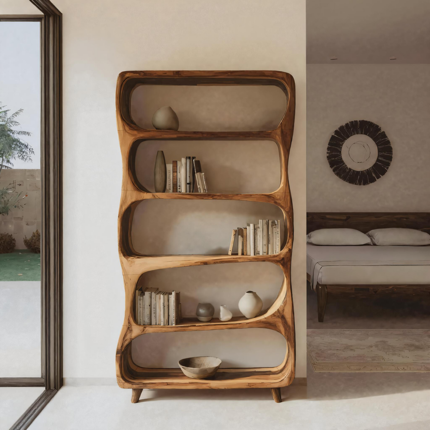 Handcrafted Bookshelf With Open Shelving Unit For Living Room Lynnsnail
