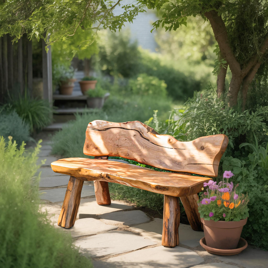 Rustic Live Edge Garden Bench For Patio Backyard And Forest Cabin Lynnsnail