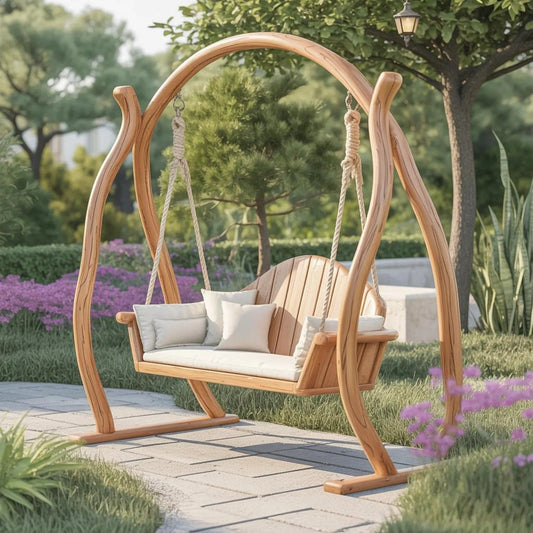 Curved Frame Garden Swing Bench For Outdoor Relaxation Lynnsnail