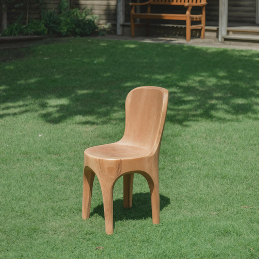 Sculptural Solid Wood Chair With Curved Seat For Garden Or Indoor Decor Lynnsnail