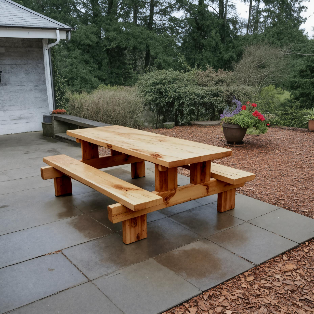 Minimalist Outdoor Picnic Table With Benches For Garden Or Cabin Lynnsnail