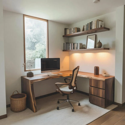 Modern Live Edge L Shaped Desk For Minimalist Home Office Lynnsnail