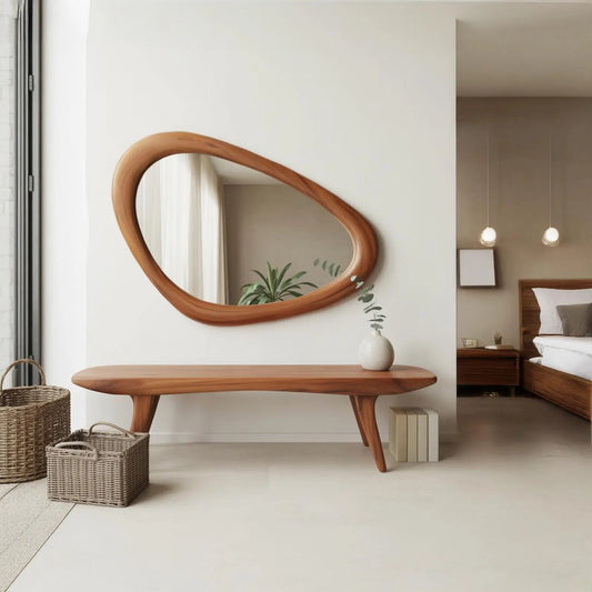 Curved Minimalist Organic Bench For Entryway Bedroom And Living Room Lynnsnail