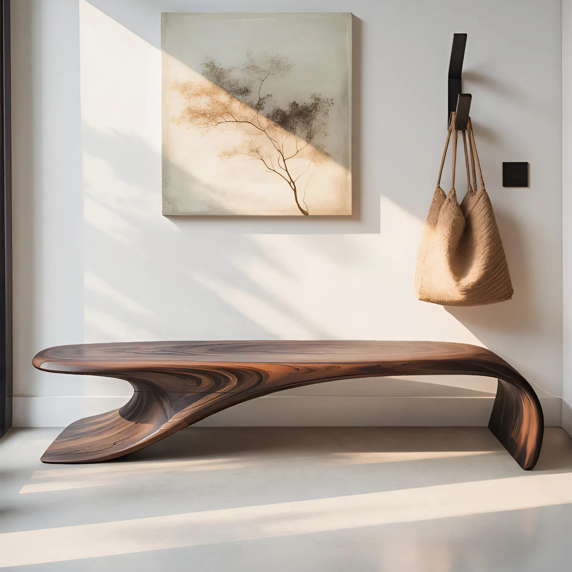 Modern Sculptural Bench With Flowing Curves For Living Room Lynnsnail