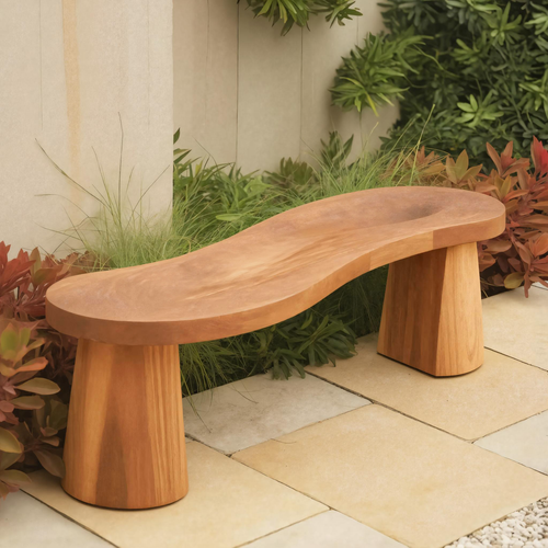 Organic Curved Wood Bench For Garden Or Entryway Lynnsnail