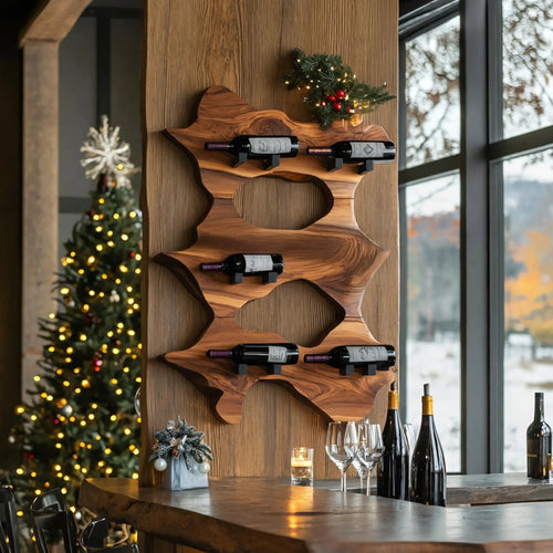 Rustic Solid Wood Live Edge Wine Rack For Entryway Lynnsnail