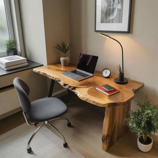 Rustic Office Desk With Live Edge Design For Home Workspace Lynnsnail