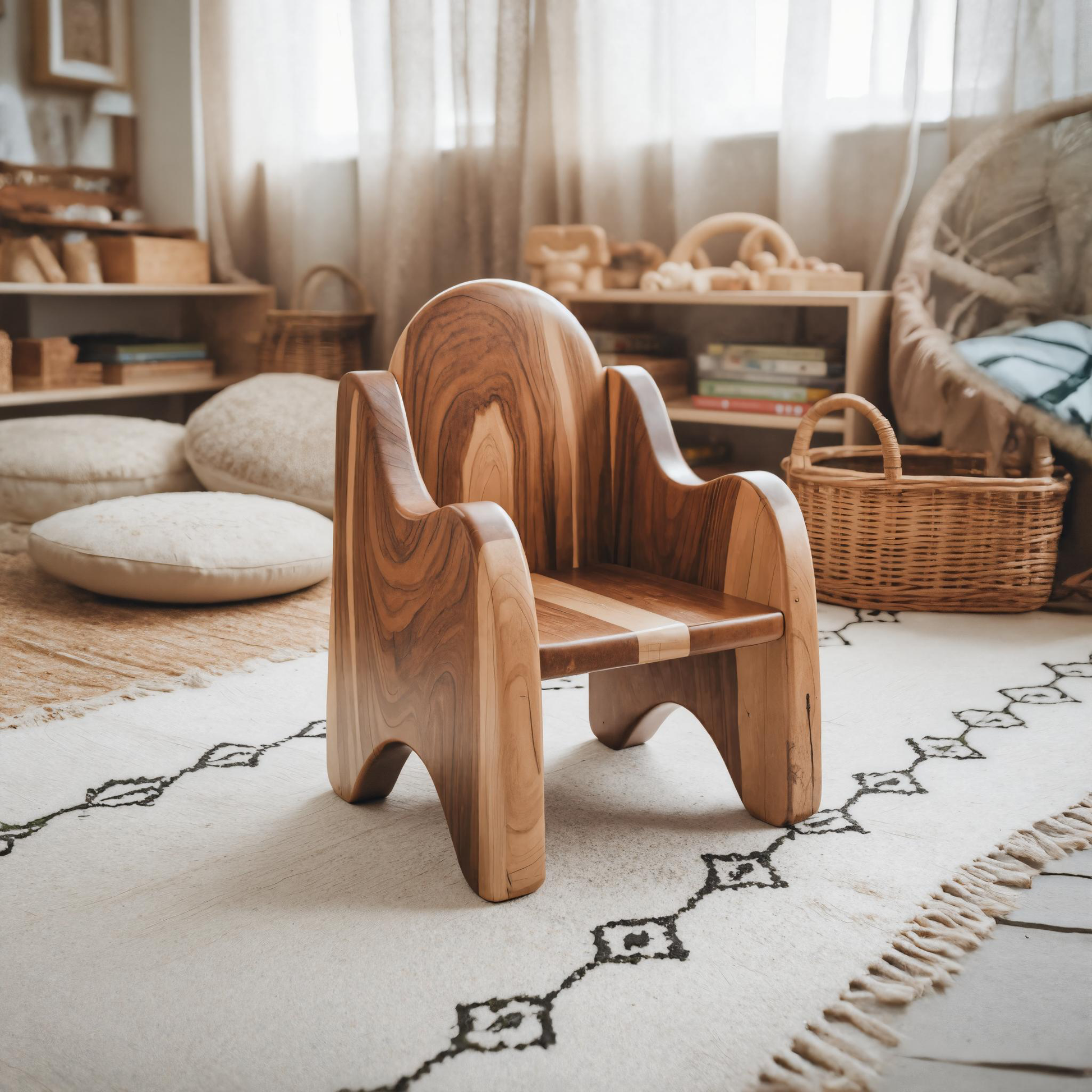 Montessori Wooden Toddler Chair For Playroom Or Minimalist Nursery Lynnsnail