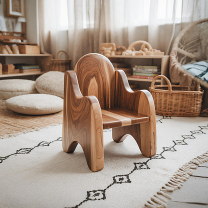 Montessori Wooden Toddler Chair For Playroom Or Minimalist Nursery Lynnsnail