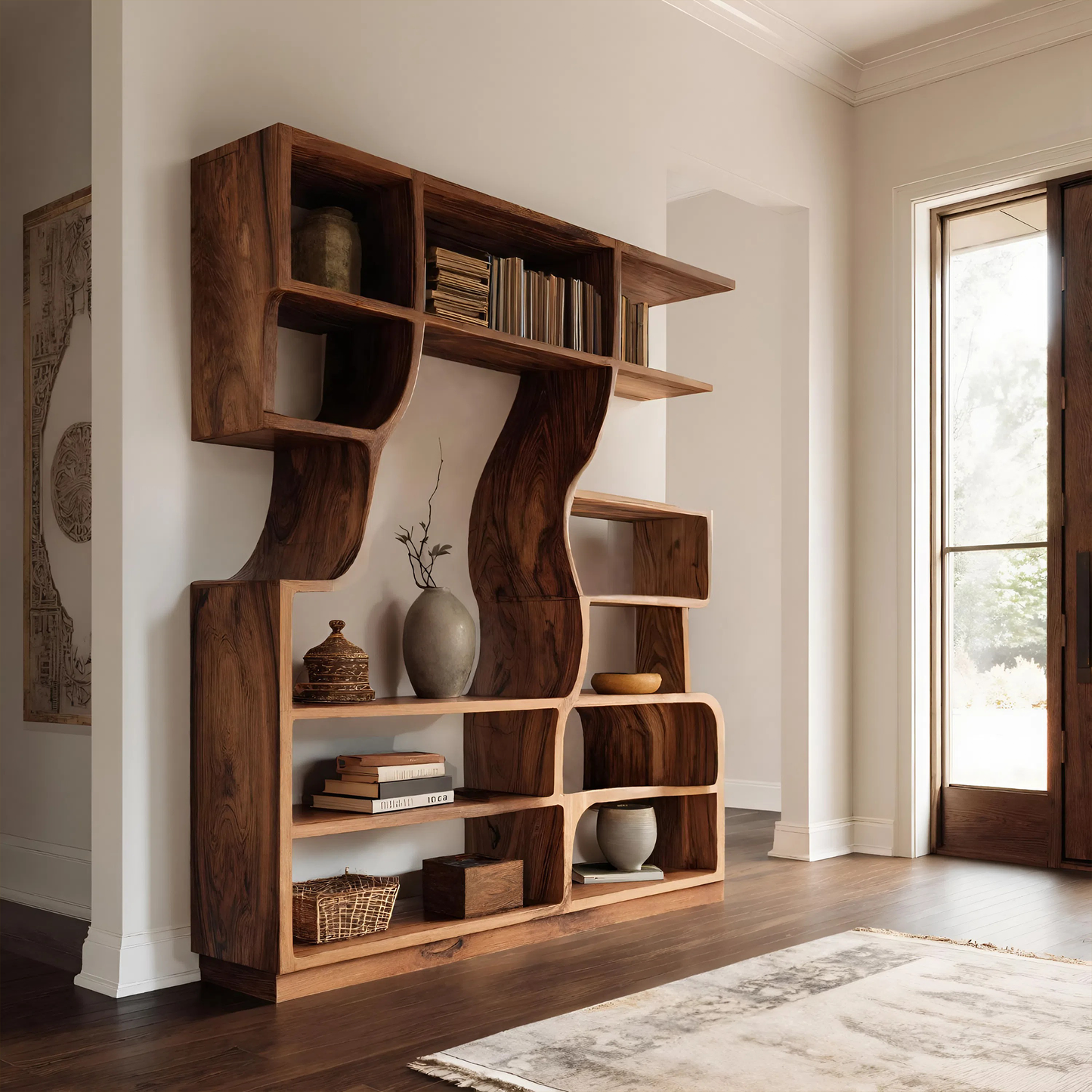 Artisan Carved Bookshelf For Modern Interior Lynnsnail