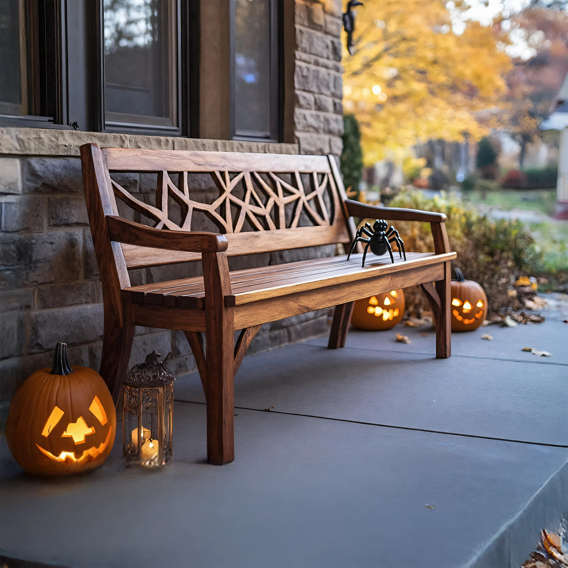 Rustic Solid Wood Halloween Bench For Spooky Outdoor Home Decor Lynnsnail