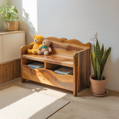Montessori Bench With Book Storage For Kids Room Entryway And Playroom Lynnsnail