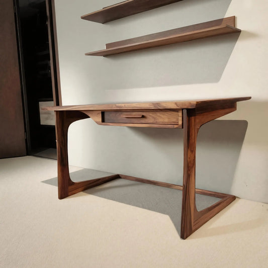 Mid Century Modern Desk With Drawer For Home Office And Workspace Lynnsnail