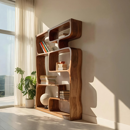 Modern Sculptural Bookshelf With Geometric Design For Living Room Lynnsnail
