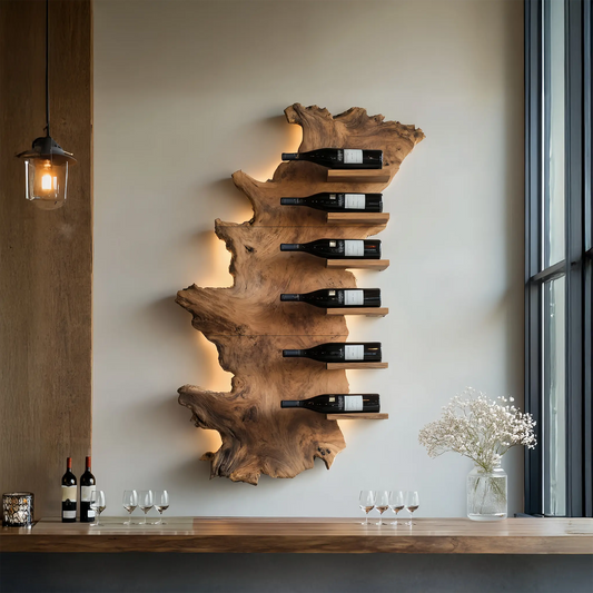 Handcrafted Wooden Live Edge Wine Holder For Bar Display Art Lynnsnail
