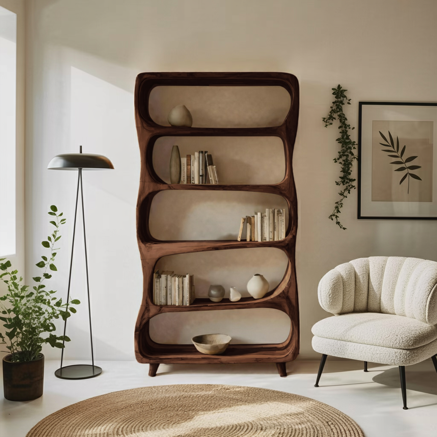 Handcrafted Bookshelf With Open Shelving Unit For Living Room Lynnsnail