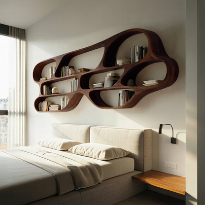 Organic Wall Bookcase For Bedroom Interior Design Lynnsnail