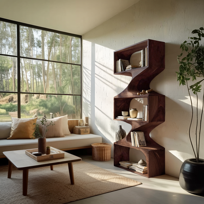 Modern Sculptural Wall Bookcase For Living Room Or Office Lynnsnail