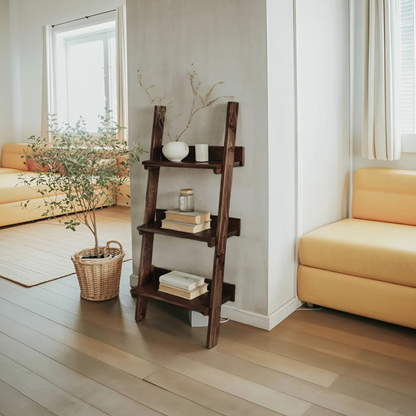 Rustic Ladder Shelf With Tiered Display For Bedroom And Living Room Lynnsnail