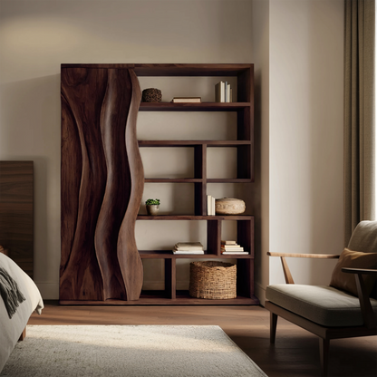 Modern Bookshelf With Wave Door For Home Decor Lynnsnail