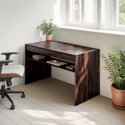 Mid Century Modern Solid Wood Writing Desk With Drawers For Home Office Lynnsnail