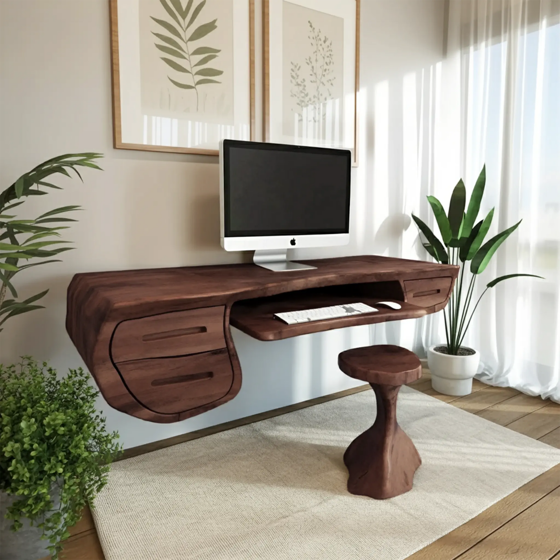 Floating Sculptural Desk With Drawers For Home Office And Studio Lynnsnail