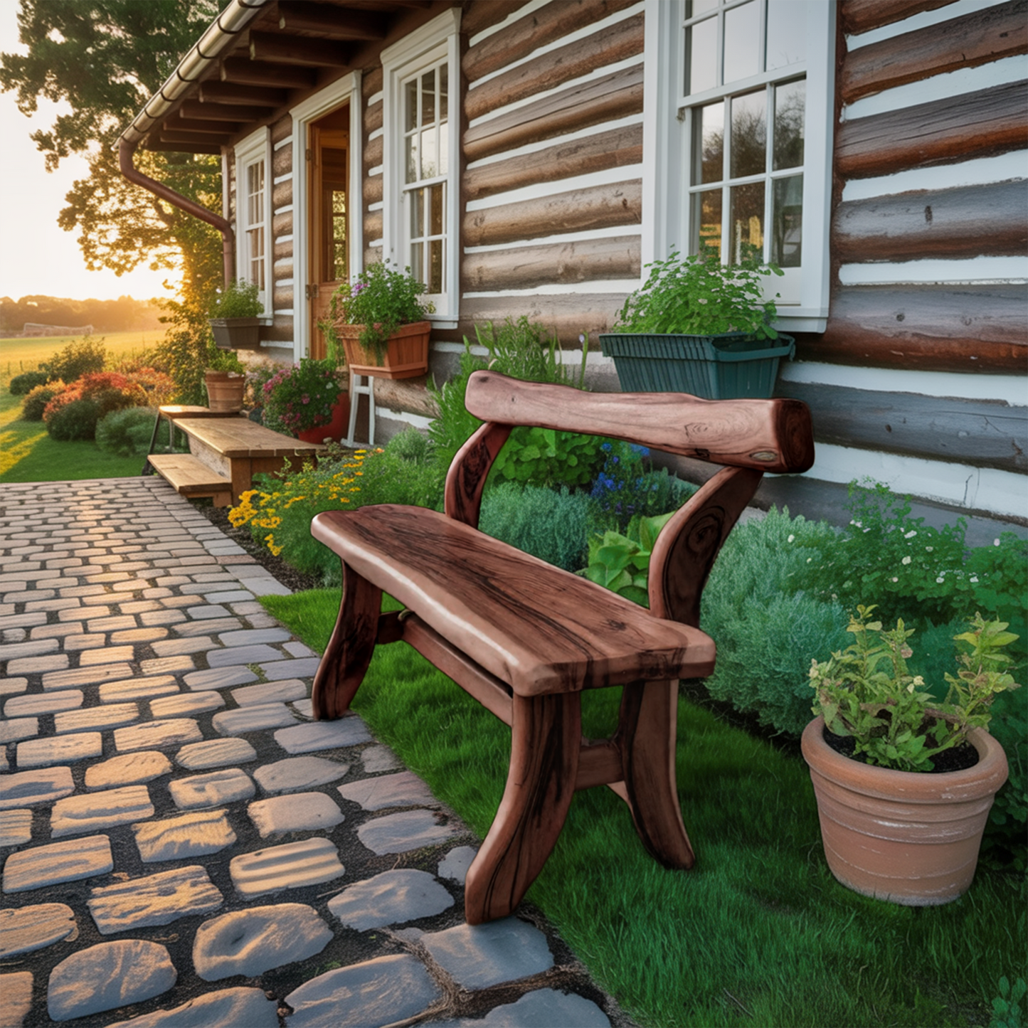 Rustic Garden Bench With Curved Seat For Patio Pathway And Front Porch Lynnsnail