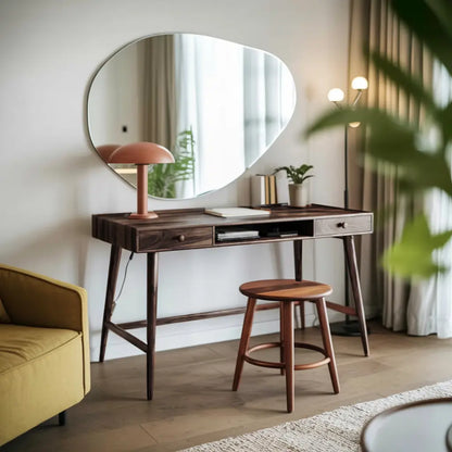 Mid Century Desk With Drawer For Home Office And Workspace Lynnsnail